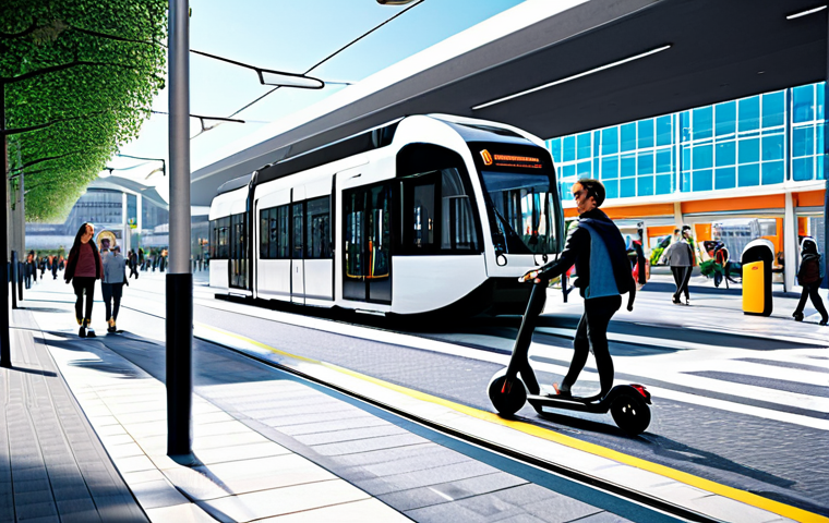 자율주행 도시 설계의 복잡한 요구 사항 - Integrated Transportation Hub** "A modern city transportation hub, showcasing seamless integration ...